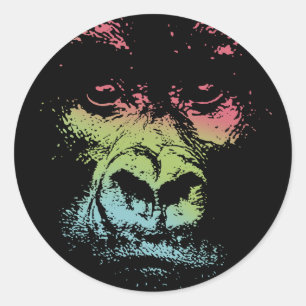 Gorilla Face -colour Classic Round Sticker