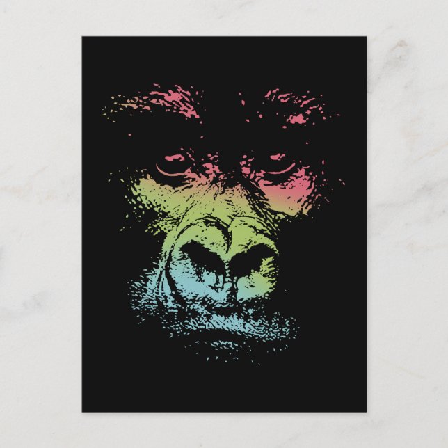 Gorilla Face -colour Postcard (Front)