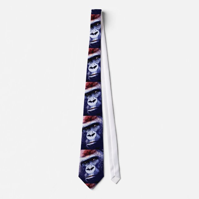 Gorilla Face Pop Art Neck Tie (Front)