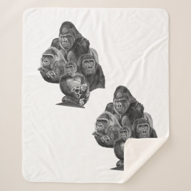 Gorilla Family Blanket (ゴリラ家族のブランケット）Gorilla Life (Front)