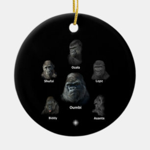 Gorilla Family Ceramic Ornament