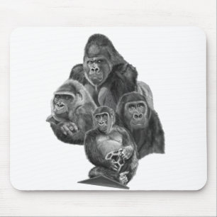 Gorilla Family Mouse Pad  ゴリラ家族のマウスパッド GorillaLife