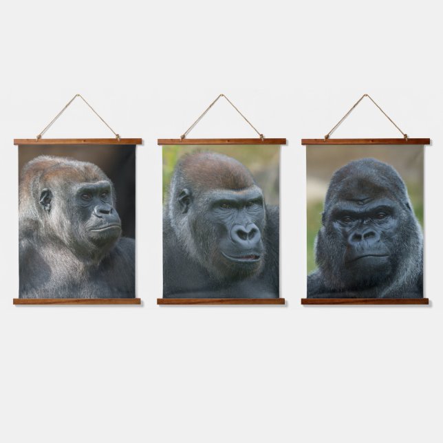 Gorilla Family - Ozala Lope And Oumbi Hanging Tapestry (Triple)