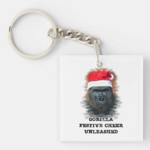 Gorilla Festive Cheer Unleashed Key Ring