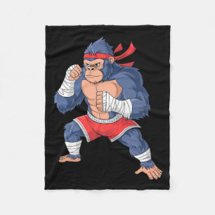 Gorilla Fighter MMA Kick Boxing Training Martial Fleece Blanket