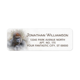 Gorilla Fine Art Portrait on White Return Address Label