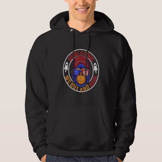 Gorilla Gang We Buy And Hodl Meme Stonk Fan 4 Hoodie (Front)