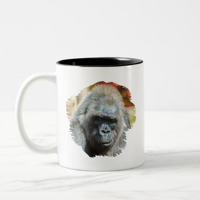 Gorilla Grandma Biddy Two-Tone Coffee Mug (Left)