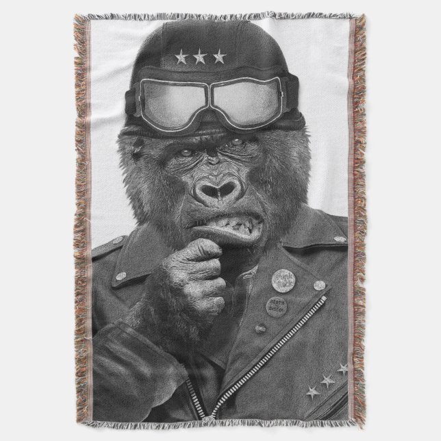 Gorilla Guy Throw Blanket (Front Vertical)