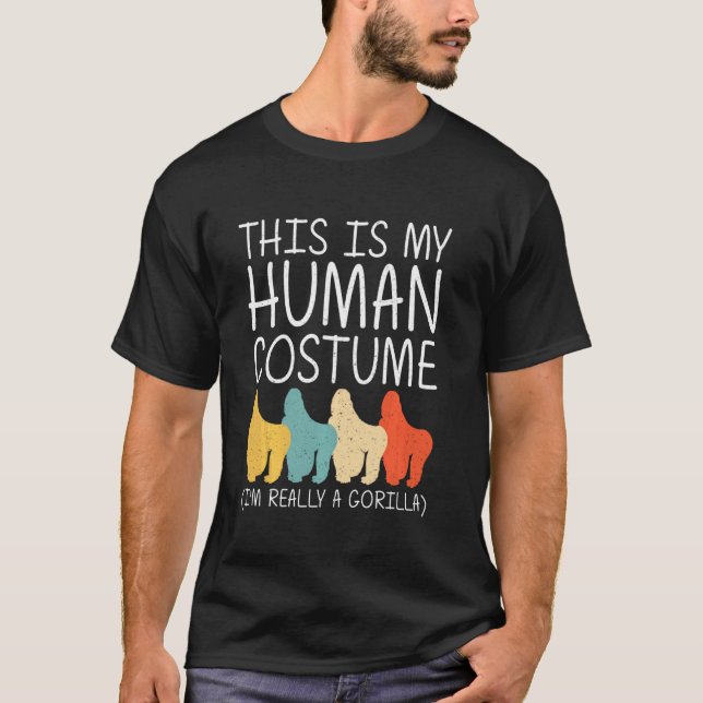 Gorilla Halloween Human Costume Ape Animal Easy Di T-Shirt (Front)