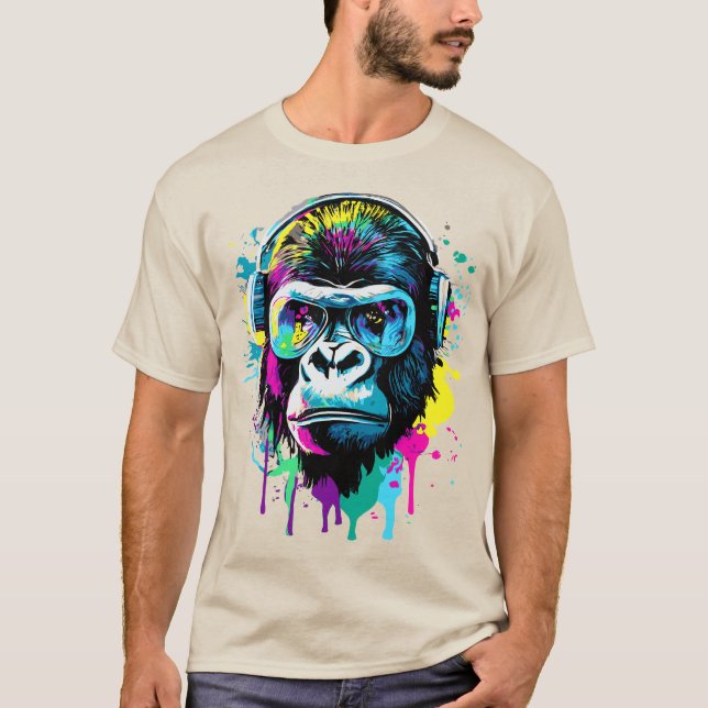 Gorilla Head - Gorilla T-Shirt - Colourful Gorilla (Front)