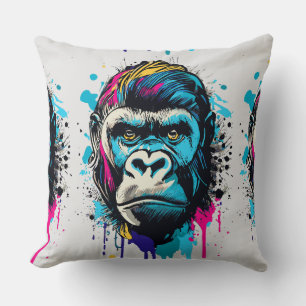 Gorilla Head - Gorilla Throw Pillow Colourful 
