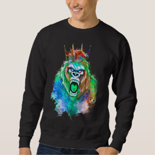 Gorilla Head King Colourful Crown Beast Workout Gy Sweatshirt
