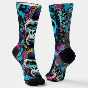 Gorilla Head Socks - Gorilla Socks Colourful