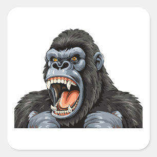 Gorilla head square sticker