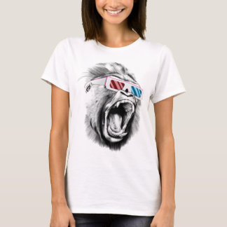 Gorilla Head wearing 3d glasses T-Shirt