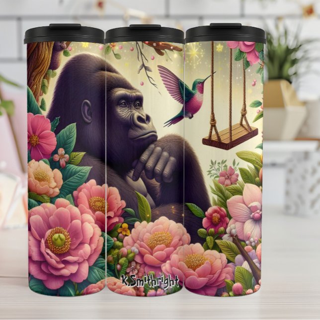 Gorilla in a Fantasy Garden Thermal Tumbler (Creator Uploaded)
