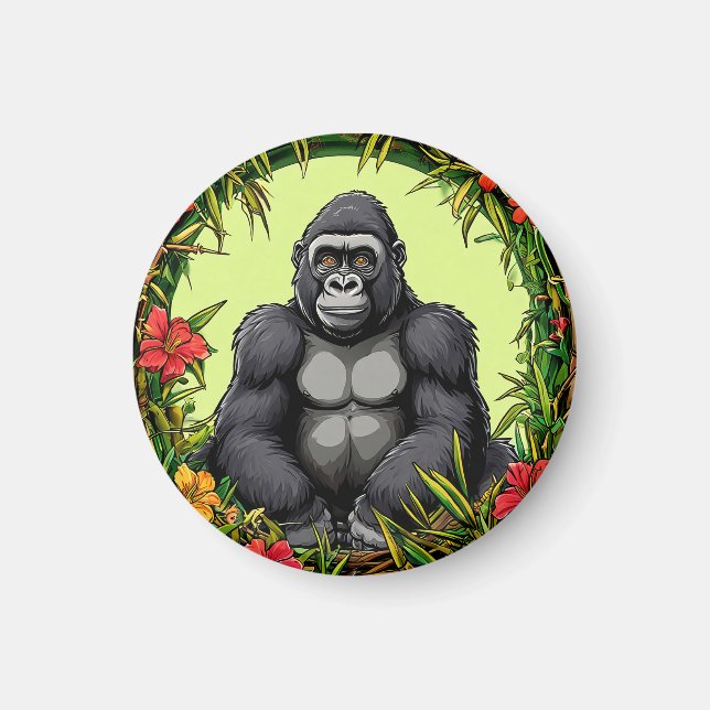 Gorilla in a Tropical Bamboo Frame Magnet (Front)