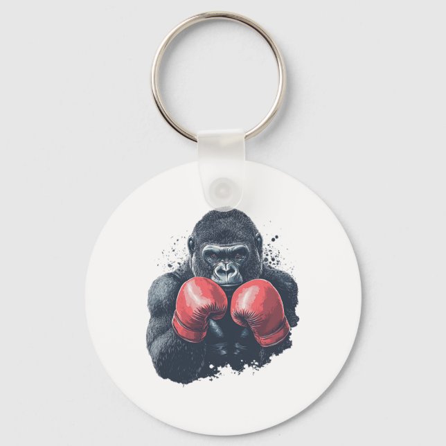 Gorilla In Boxing Gloves - Boxing Training  Key Ring (Front)