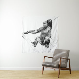 Gorilla in Shadows Tapestry