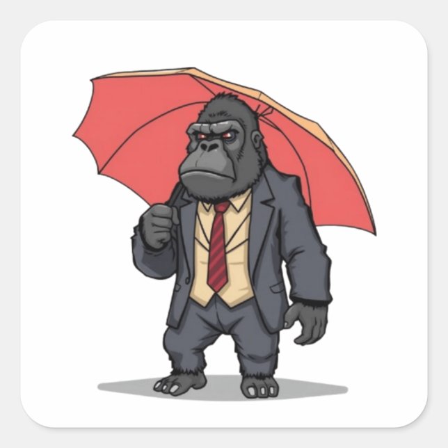 Gorilla In Suit Square Sticker (Front)