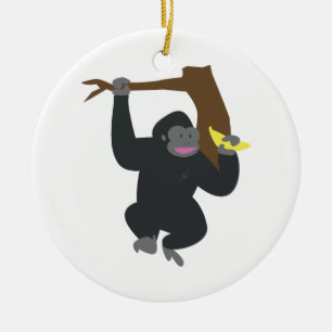 Gorilla In Tree Ceramic Ornament