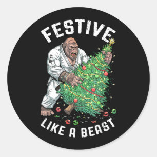 Gorilla Jiu Jitsu Ju Jutsu MMA BJJ Festive Like A Classic Round Sticker
