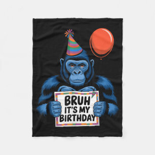 Gorilla Jungle Themed Birthday Party Bruh Its My B Fleece Blanket