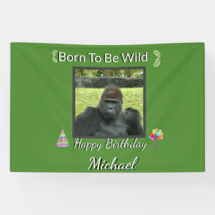 Gorilla Jungle Wild Birthday Theme Banner