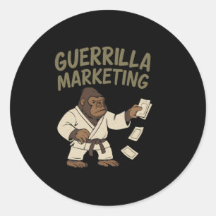 Gorilla Karate Guerrilla Marketing Funny Graphic  Classic Round Sticker