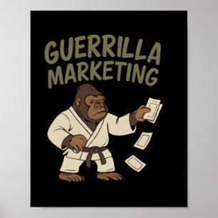 Gorilla Karate Guerrilla Marketing Funny Graphic  Poster