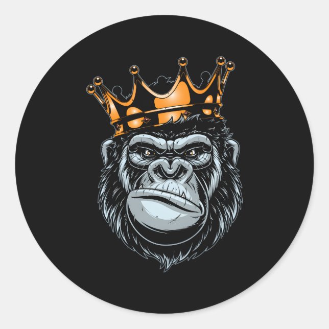 Gorilla King Alpha Ape Wildlife The King Classic Round Sticker (Front)