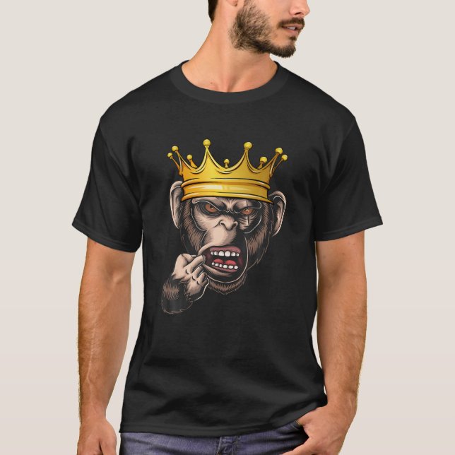 Gorilla King Crown Ape Gang Wildlife Funny Monkey T-Shirt (Front)