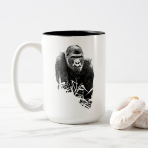 Gorilla Lope Digital Outline Art Two-Tone Coffee Mug
