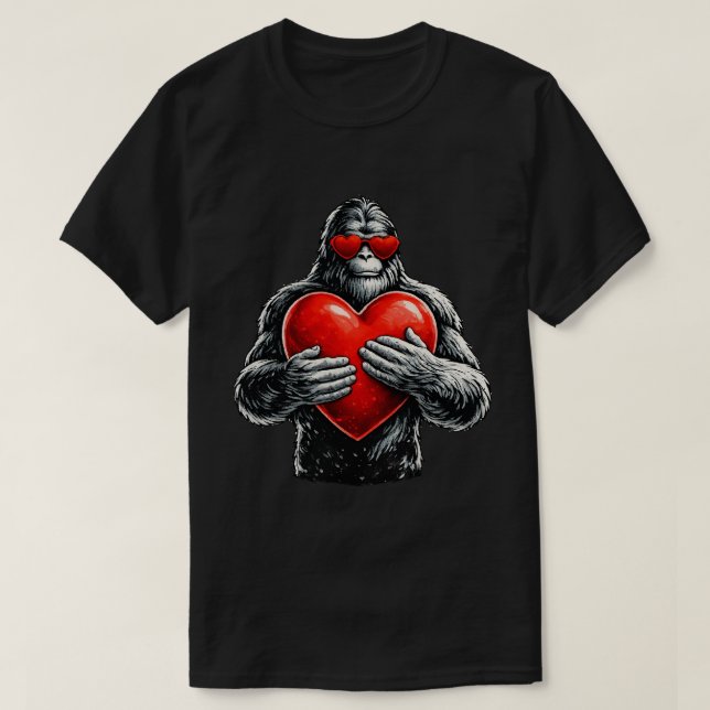 Gorilla Love Heart Illustration T-Shirt (Design Front)