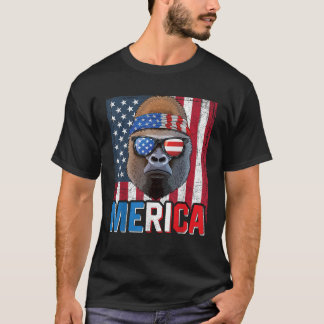 Gorilla Merica 4th of July American Gorilla Ape Pa T-Shirt
