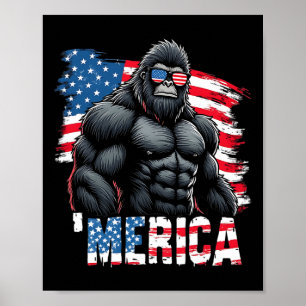 Gorilla merica 4th Of July Usa Flag Sungles Poster