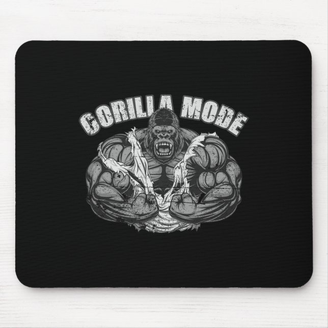 Gorilla Mode Gym Ape Fitness Coach Swole Monkey  Mouse Pad (Front)
