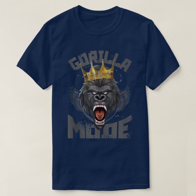 Gorilla Mode  Workout Crown Fitness Gym Motivation T-Shirt (Design Front)