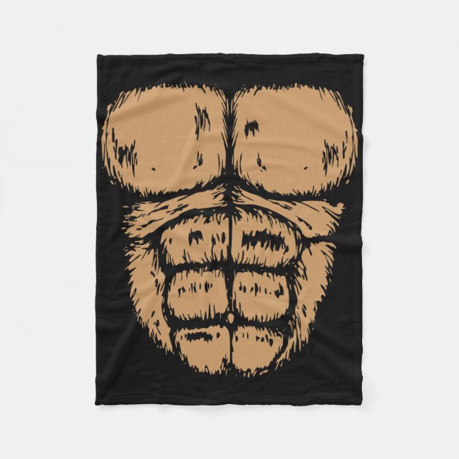 Gorilla Monkey Belly Chest Costume Diy Halloween  Fleece Blanket (Front)