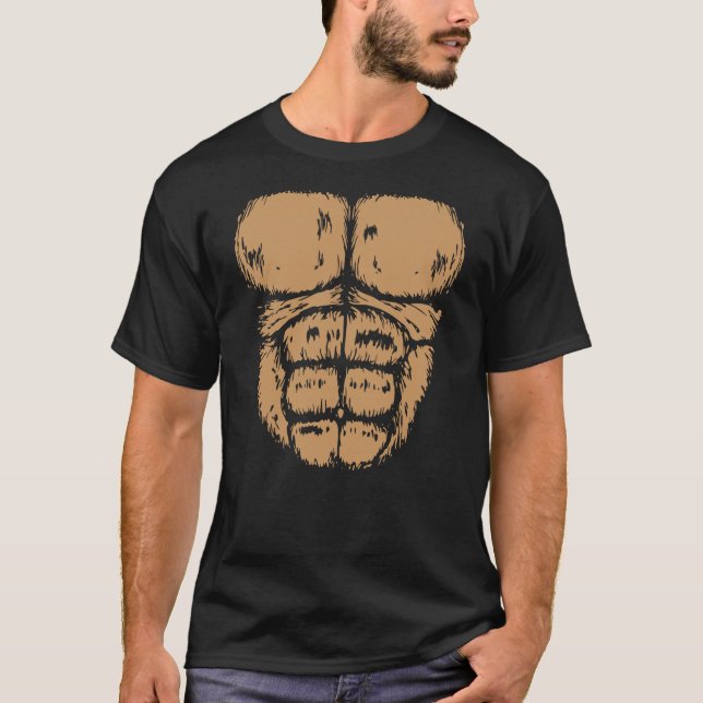 Gorilla Monkey Belly Chest Costume DIY Halloween T-Shirt (Front)