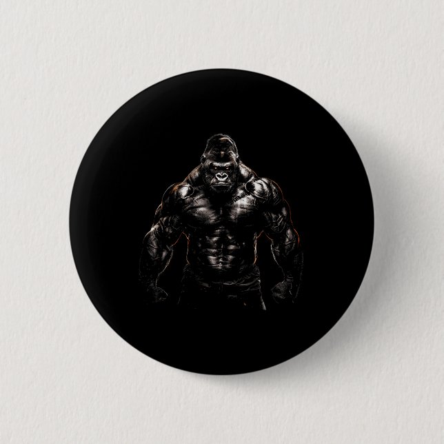 Gorilla Monkey Gym Wear Bodybuilding Workout Motiv 6 Cm Round Badge (Front)