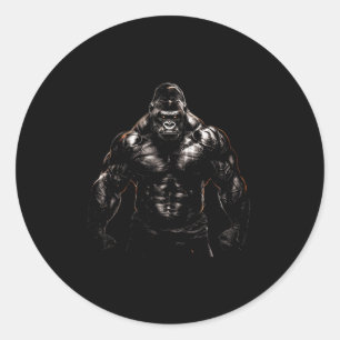 Gorilla Monkey Gym Wear Bodybuilding Workout Motiv Classic Round Sticker