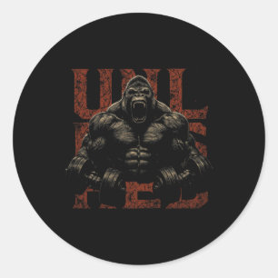 Gorilla Monkey Gym Wear Bodybuilding Workout Motiv Classic Round Sticker