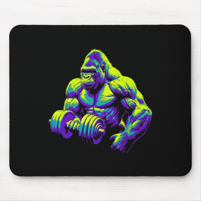Gorilla Monkey Gym Wear Bodybuilding Workout Motiv Mouse Pad (Front)