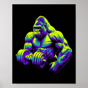 Gorilla Monkey Gym Wear Bodybuilding Workout Motiv Poster