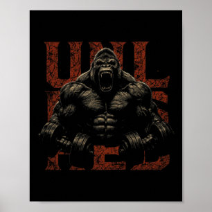 Gorilla Monkey Gym Wear Bodybuilding Workout Motiv Poster