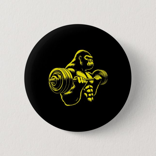 Gorilla Monkey Gym Weight Lifting Bodybuilding Wor 6 Cm Round Badge (Front)