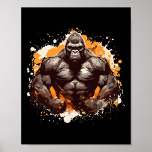 Gorilla Muscles Fitness Bodybuilding Gym Workout B Poster