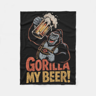 Gorilla My Beer Funny Ape Stein Party Animal Fleece Blanket